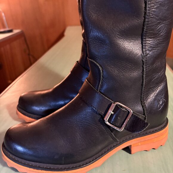 Womens John Fluevog Tall Black Leather Zip Maggie Bond Girl Boots Size 8 - Picture 4 of 16